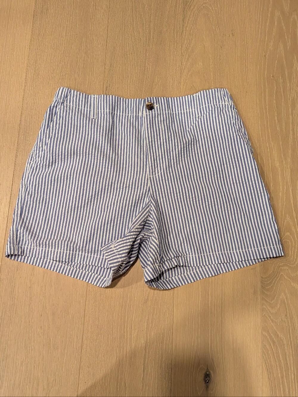 Blue Striped Seersucker Women's Shorts